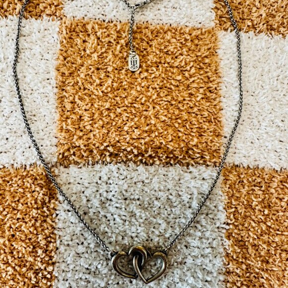 James Avery Double Heart Linked Necklace 925 Silver Adjustable Length 16-17-18 - Picture 2 of 7